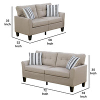 Glossy Polyfiber 2 Piece Sofa Set In Beige - PDX-F6534
