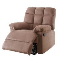 BM166720 Plush Cushioned Recliner With Tufted Back And Roll Arms In Saddle Brown