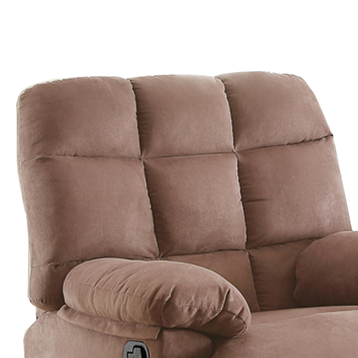 BM166720 Plush Cushioned Recliner With Tufted Back And Roll Arms In Saddle Brown