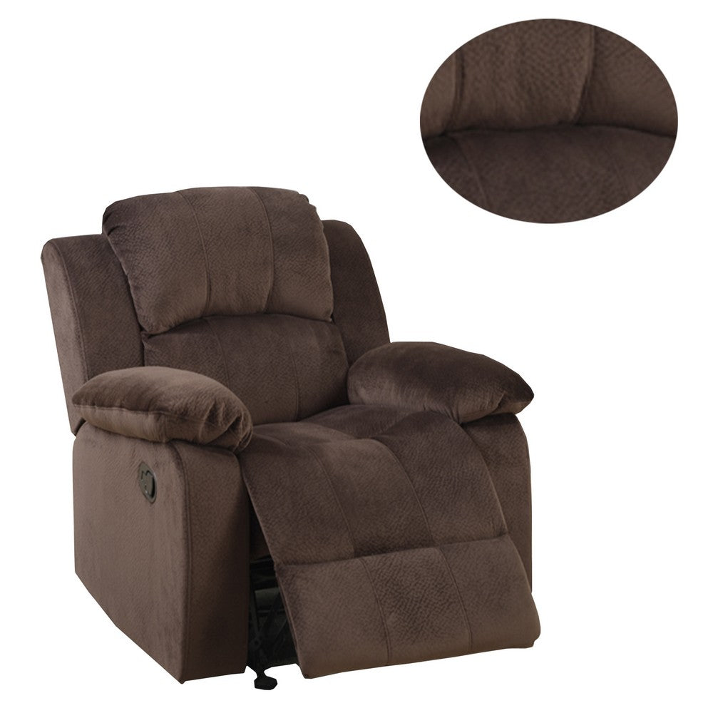Rocker Recliner In Choco Brown Suede Fabric - PDX-F6713
