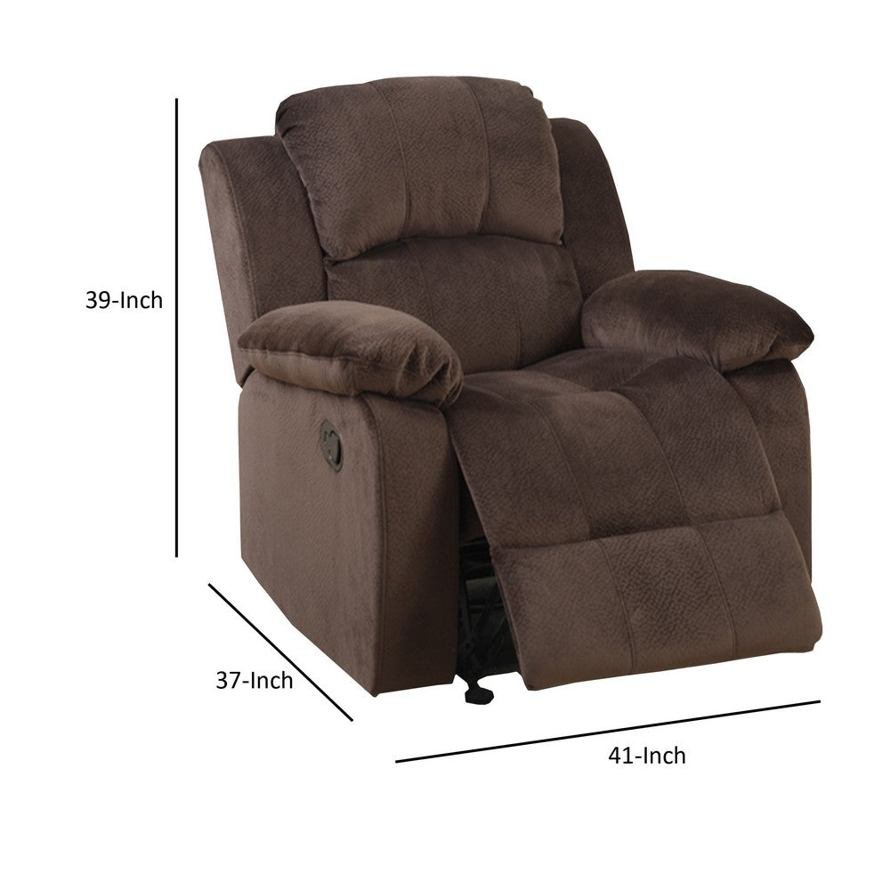 Rocker Recliner In Choco Brown Suede Fabric - PDX-F6713