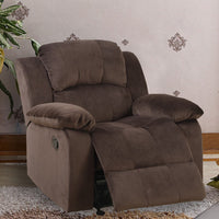 Rocker Recliner In Choco Brown Suede Fabric - PDX-F6713