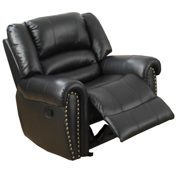 Immense Relief Bonded Leather & Plywood Recliner/Glider, Black - PDX-F6751