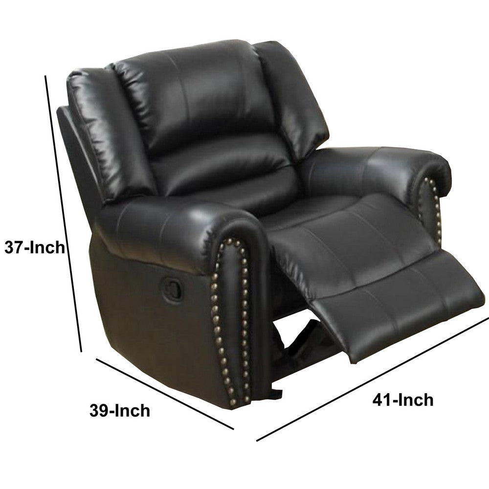 Immense Relief Bonded Leather & Plywood Recliner/Glider, Black - PDX-F6751