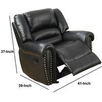 Immense Relief Bonded Leather & Plywood Recliner/Glider, Black - PDX-F6751