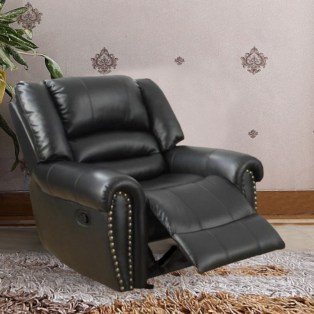 Immense Relief Bonded Leather & Plywood Recliner/Glider, Black - PDX-F6751