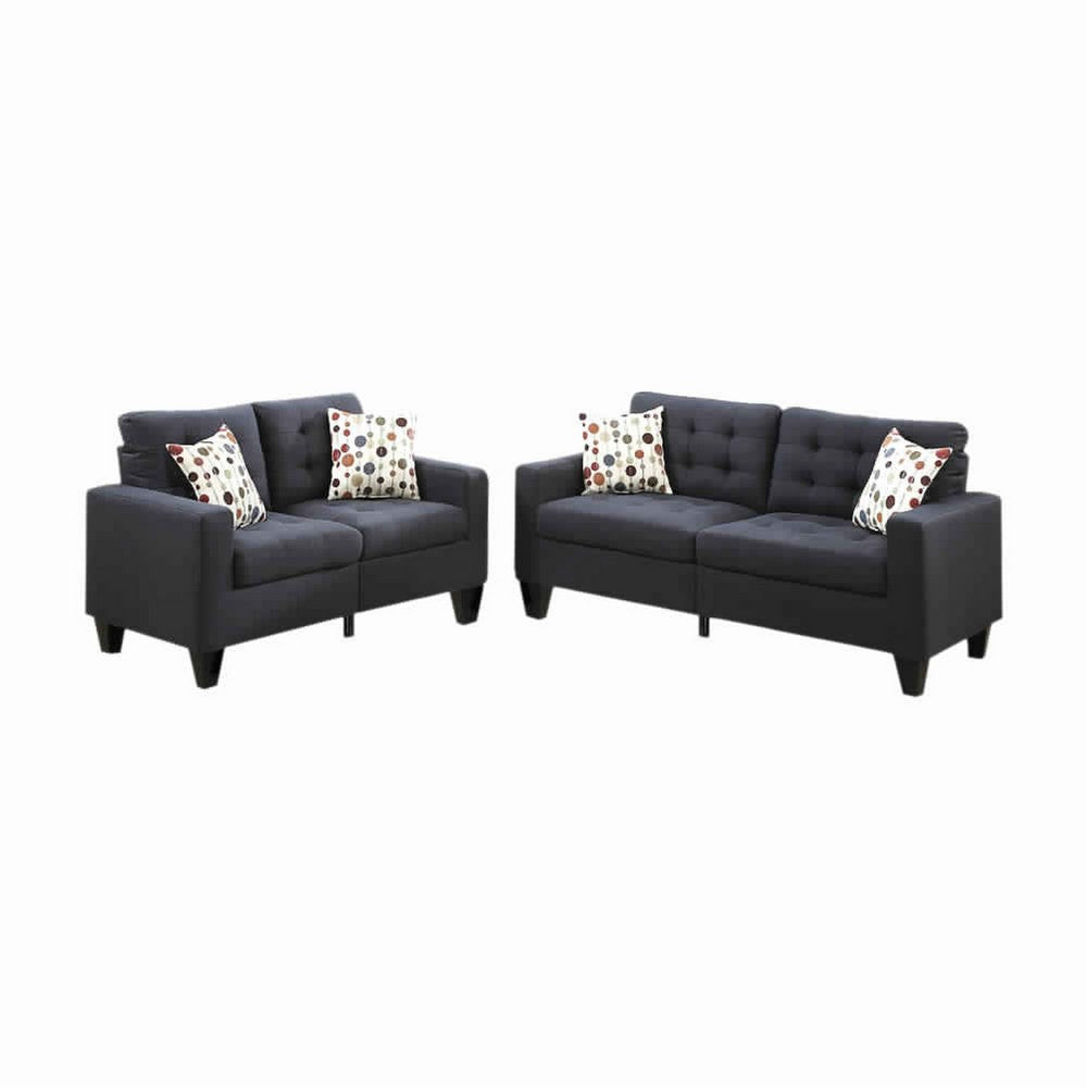 Linen Fabric 2 Pieces Sofa Set In Dark Gray - PDX-F6903