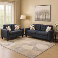 Linen Fabric 2 Pieces Sofa Set In Dark Gray - PDX-F6903