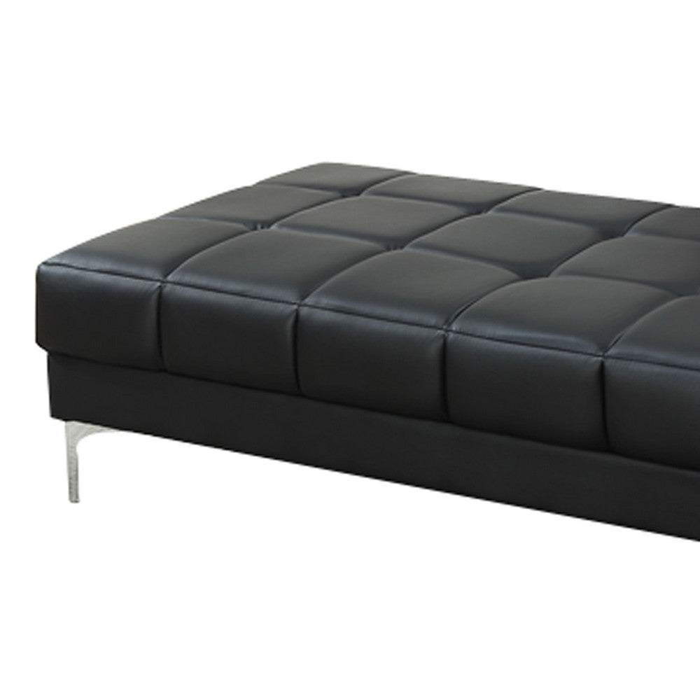 Modish Bonded Leather Ottoman In Black - PDX-F7228