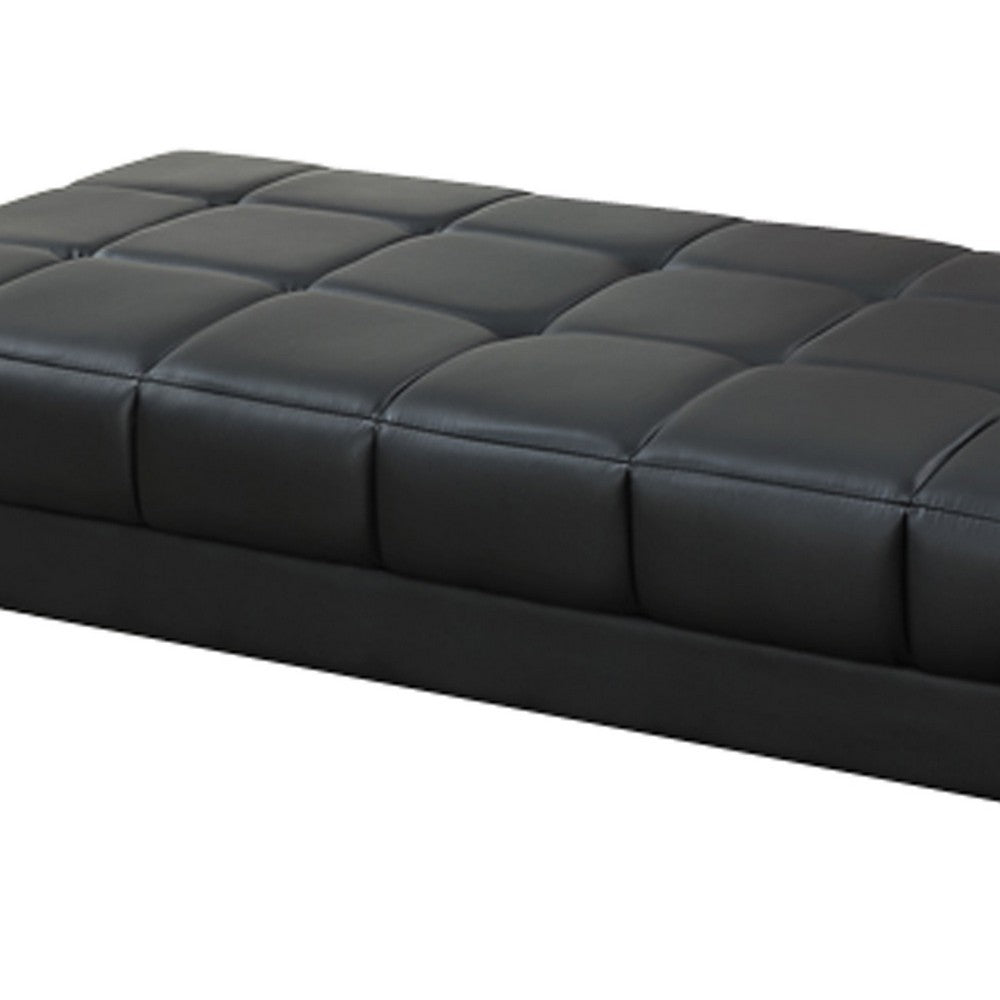 Modish Bonded Leather Ottoman In Black - PDX-F7228