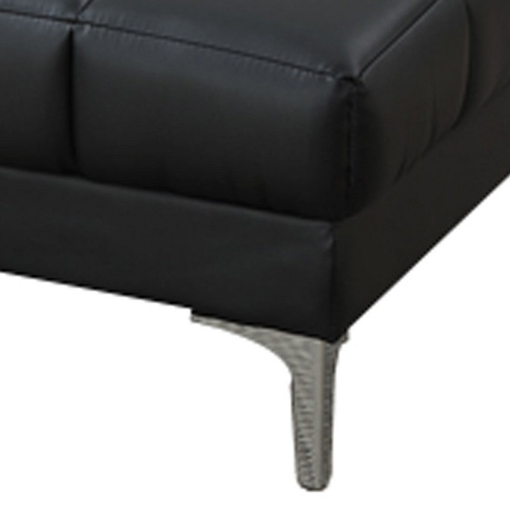 Modish Bonded Leather Ottoman In Black - PDX-F7228