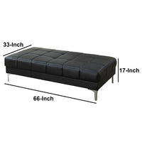 Modish Bonded Leather Ottoman In Black - PDX-F7228