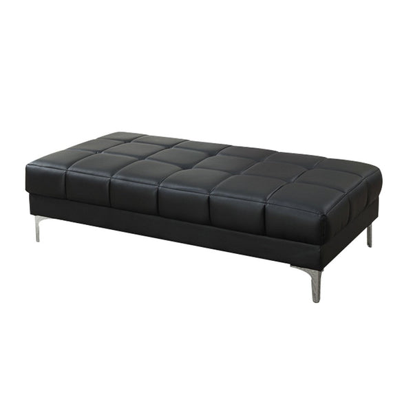 Modish Bonded Leather Ottoman In Black - PDX-F7228