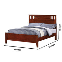Transitional Pine Wood Twin Bed, Panel Design Vertical Slats, Brown - PDX-F9047T