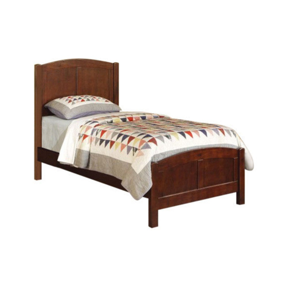 Wooden Twin Size Bed With Headboard And Footboard, Brown - PDX-F9207