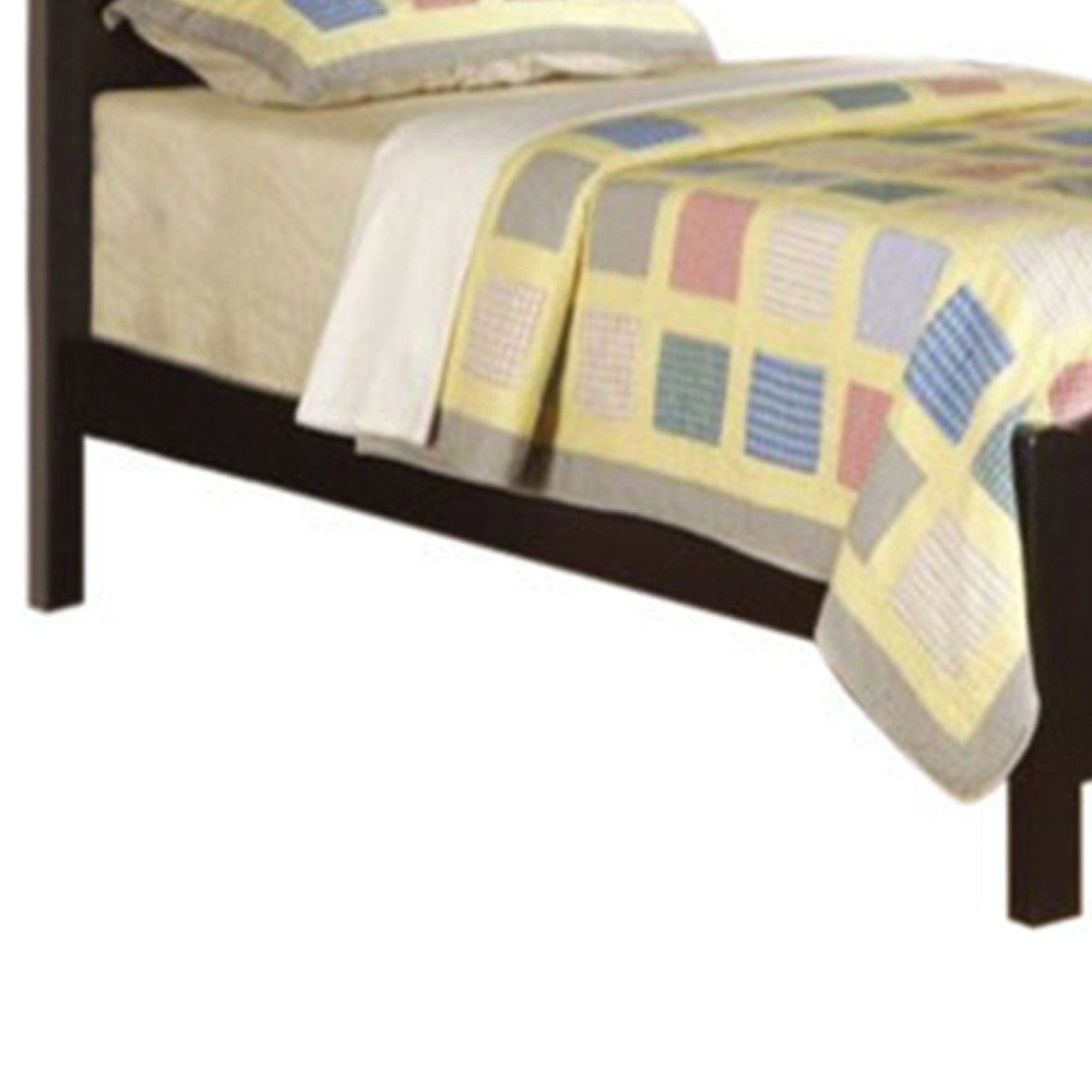 Wooden Twin Size Bed With Headboard And Footboard, Black - PDX-F9208