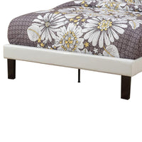 Serene Slated Wooden Full Bed In Faux Leather 12 Slats, White - PDX-F9210F