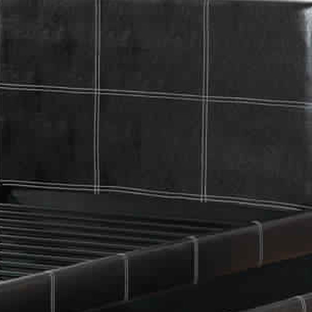 Commodius Full Bed With Rundle Espresso Faux Leather,Black - PDX-F9214F