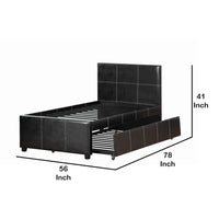 Commodius Full Bed With Rundle Espresso Faux Leather,Black - PDX-F9214F