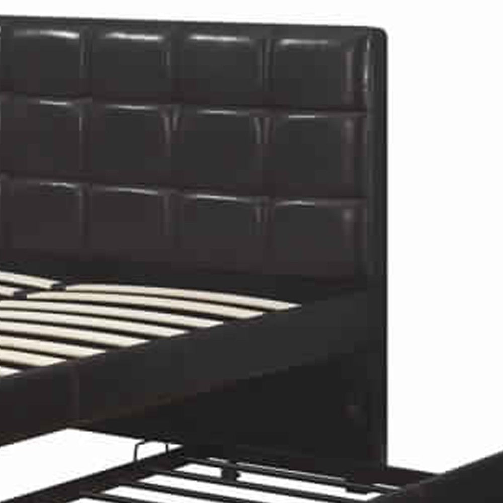Entralling Twin Bed With Trundle  Squ Tufted Head Boards Espresso,Brown - PDX-F9215T