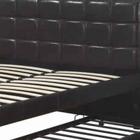 Entralling Twin Bed With Trundle  Squ Tufted Head Boards Espresso,Brown - PDX-F9215T