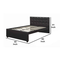 Entralling Twin Bed With Trundle  Squ Tufted Head Boards Espresso,Brown - PDX-F9215T