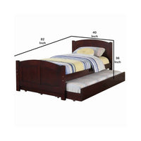 Fascinating Wooden Twin Bed With Trundle, Cherry Brown - PDX-F9217