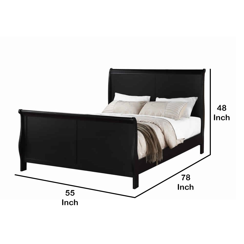Gorgeous Queen Louis Phillippe Bed , Black - PDX-F9230Q