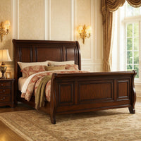 Marvelous Wooden Queen Bed, Antique Cherry Finish