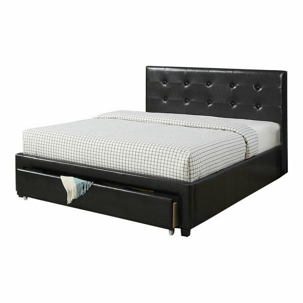 Vivid Full Bed WithDrawer,Black Pu - PDX-F9313F