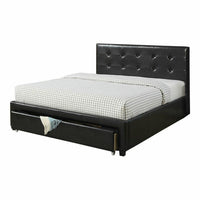 Vivid Full Bed WithDrawer,Black Pu - PDX-F9313F