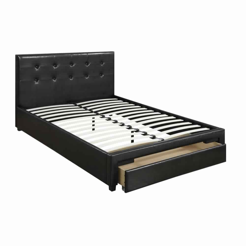 Vivid Full Bed WithDrawer,Black Pu - PDX-F9313F