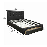 Vivid Full Bed WithDrawer,Black Pu - PDX-F9313F