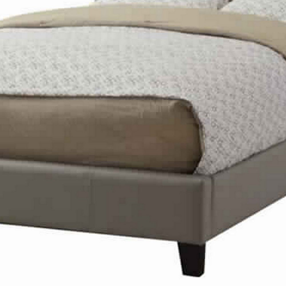 Elegant Wooden Full Bed With White PU Head Board, Gray - PDX-F9337F
