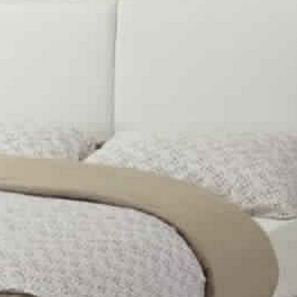 Elegant Wooden Full Bed With White PU Head Board, Gray - PDX-F9337F