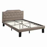 Stunning Upholstered Wooden Full Bed With Button Tufted Headboard, Tan - PDX-F9345F