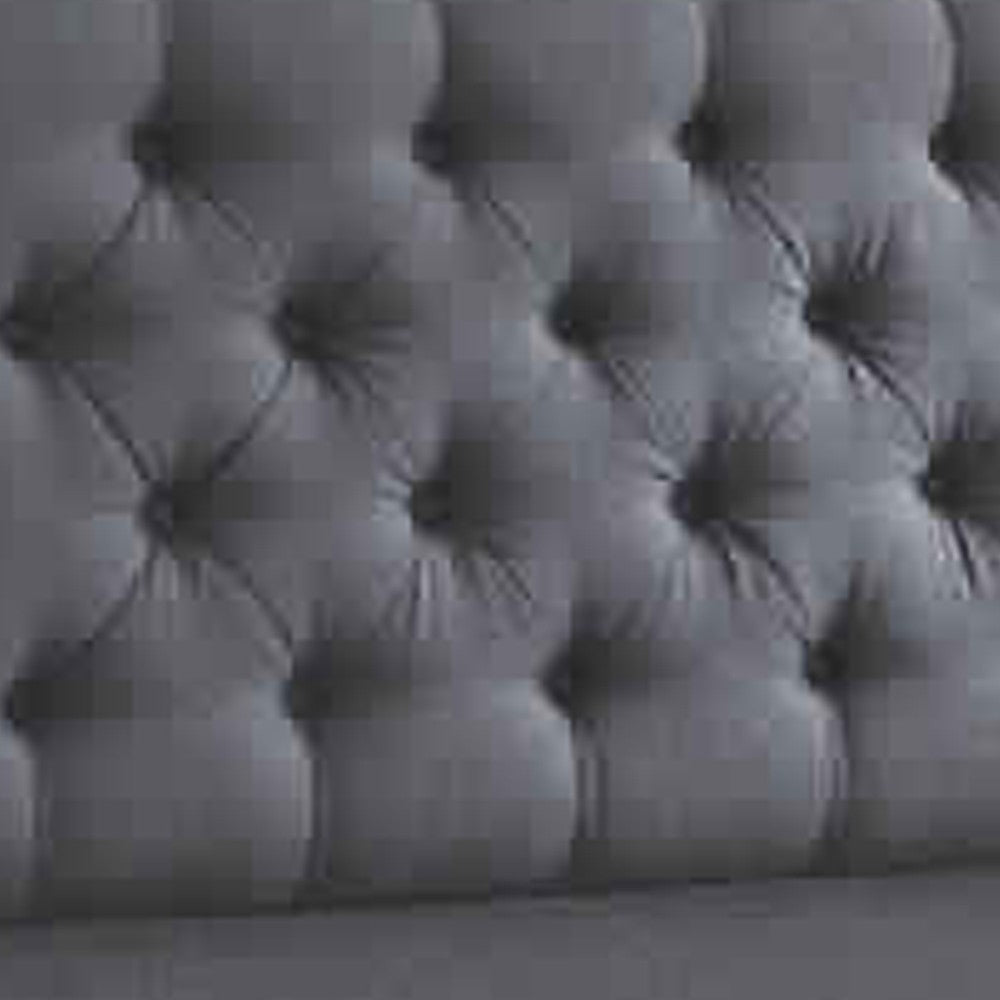 Polyfiber Upholstered Full Size Bed Featuring Nail head Trim Blue Gray - PDX-F9371F