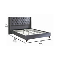 Polyfiber Upholstered Full Size Bed Featuring Nail head Trim Blue Gray - PDX-F9371F