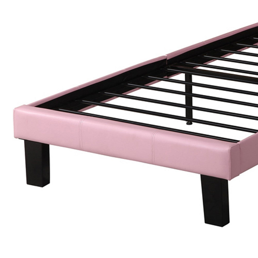 Polyurethane Twin Size Bed In High Headboard In Pink - PDX-F9375T