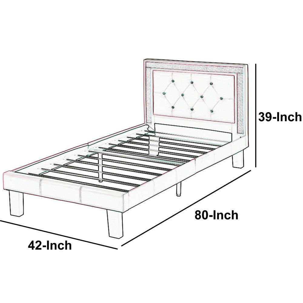 Polyurethane Twin Size Bed In High Headboard In Pink - PDX-F9375T