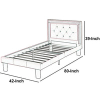 Polyurethane Twin Size Bed In High Headboard In Pink - PDX-F9375T