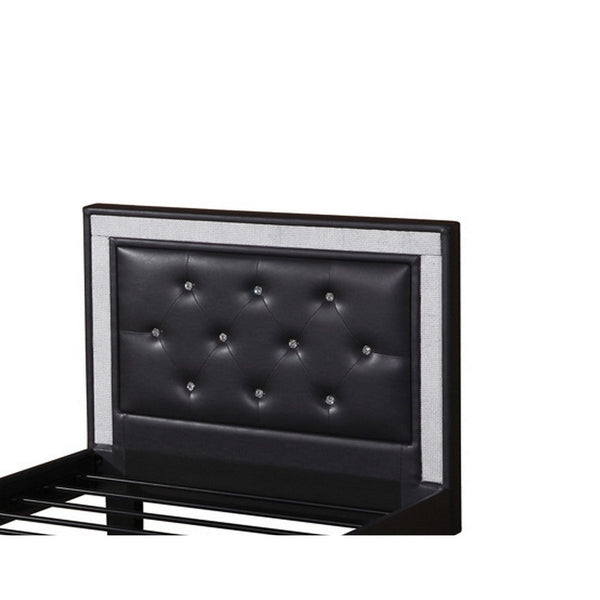 Polyurethane Twin Size Bed In High Headboard In Black - PDX-F9376T