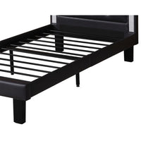 Polyurethane Twin Size Bed In High Headboard In Black - PDX-F9376T