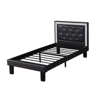 Polyurethane Twin Size Bed In High Headboard In Black - PDX-F9376T