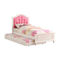 Cherub Twin Size Bed With Trundle In Pink And White - PDX-F9377