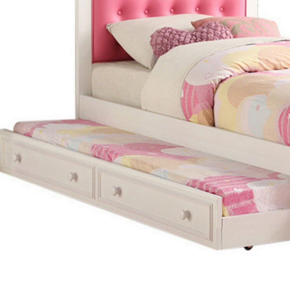 Cherub Twin Size Bed With Trundle In Pink And White - PDX-F9377