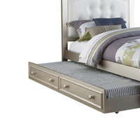Cherub Twin Size Bed With Trundle In Silver And White - PDX-F9378
