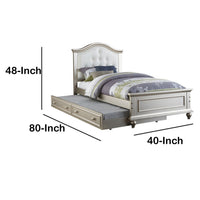 Cherub Twin Size Bed With Trundle In Silver And White - PDX-F9378