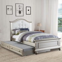 Cherub Twin Size Bed With Trundle In Silver And White - PDX-F9378