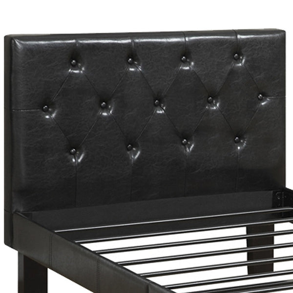 Faux Leather Upholstered Twin size Bed With tufted Headboard Black - PDX-F9415T